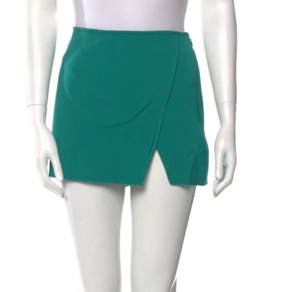 Turquoise A.L.C. Rylee Crepe Mini Skirt with Slit - Size 6
